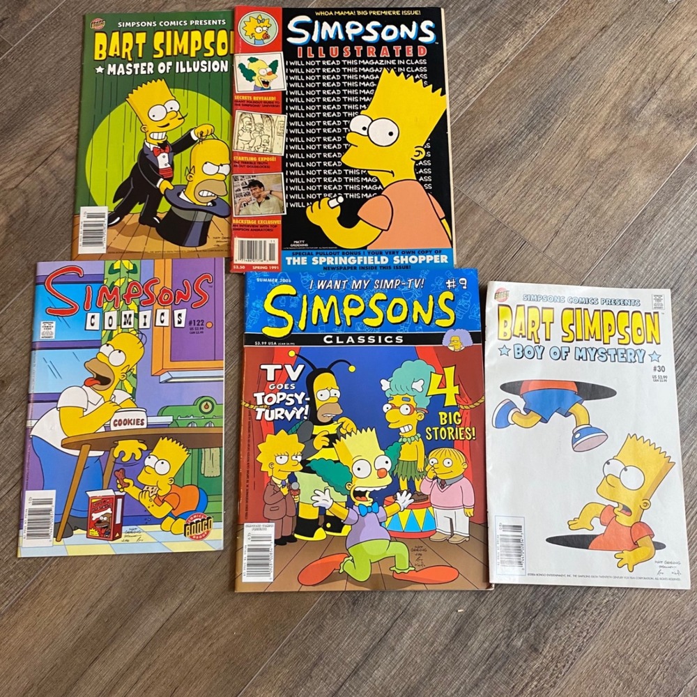 Vintage Simpsons Comic Book Lot Simpsons Illustrated 1 Bart Simpson Bongo 5pc
